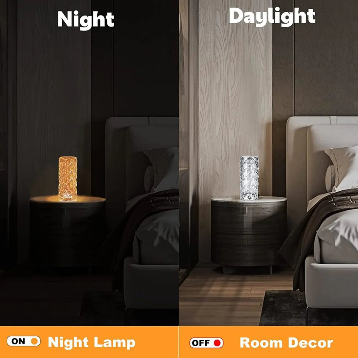 Crystal Touch Night Light for Bedroom Decor (16 Colors, Remote, USB)