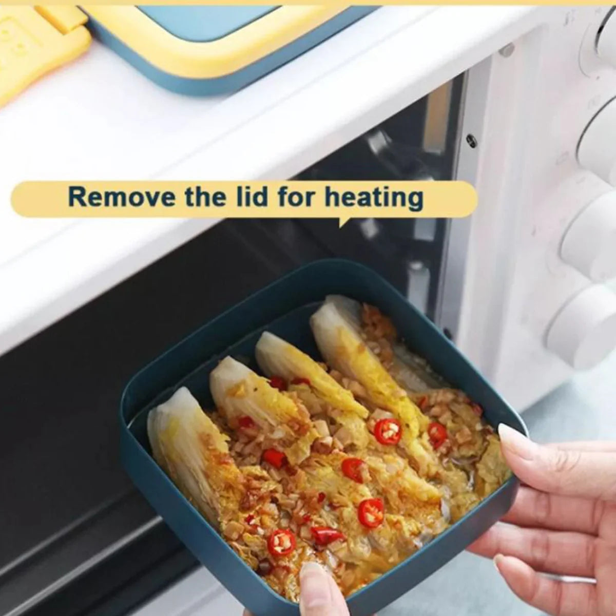 Blue Double-Layer Portable Bento Lunch Box - Stackable with Handle & Spoon