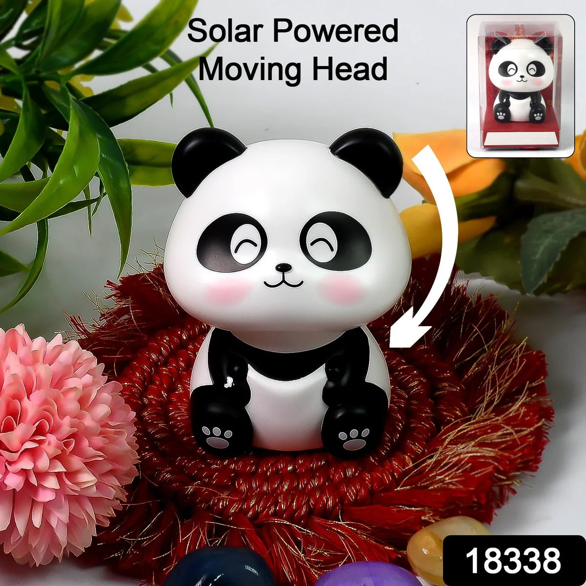 Solar Powered Moving Panda Car Dashboard Decoration – 1 Pc