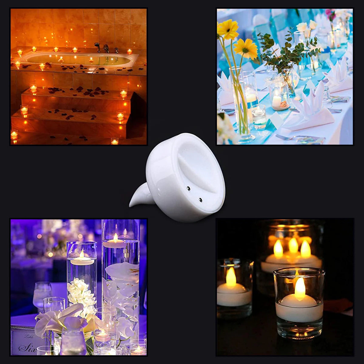et of 12 Flameless Floating Candles Battery Operated Tea Lights Tealight Candle - Decorative, Wedding