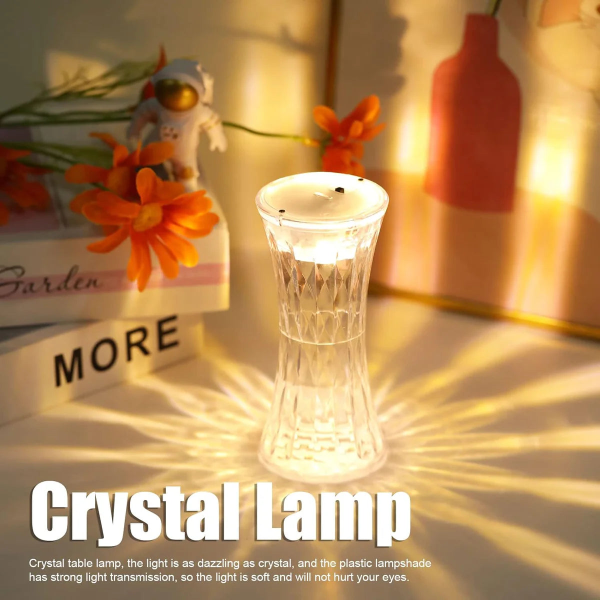 Crystal Lamp Universal Night Light Soft Lighting Eye Protection For Nursery Study Bedroom Transparent Crystal Table Soft Lighting Multipurpose